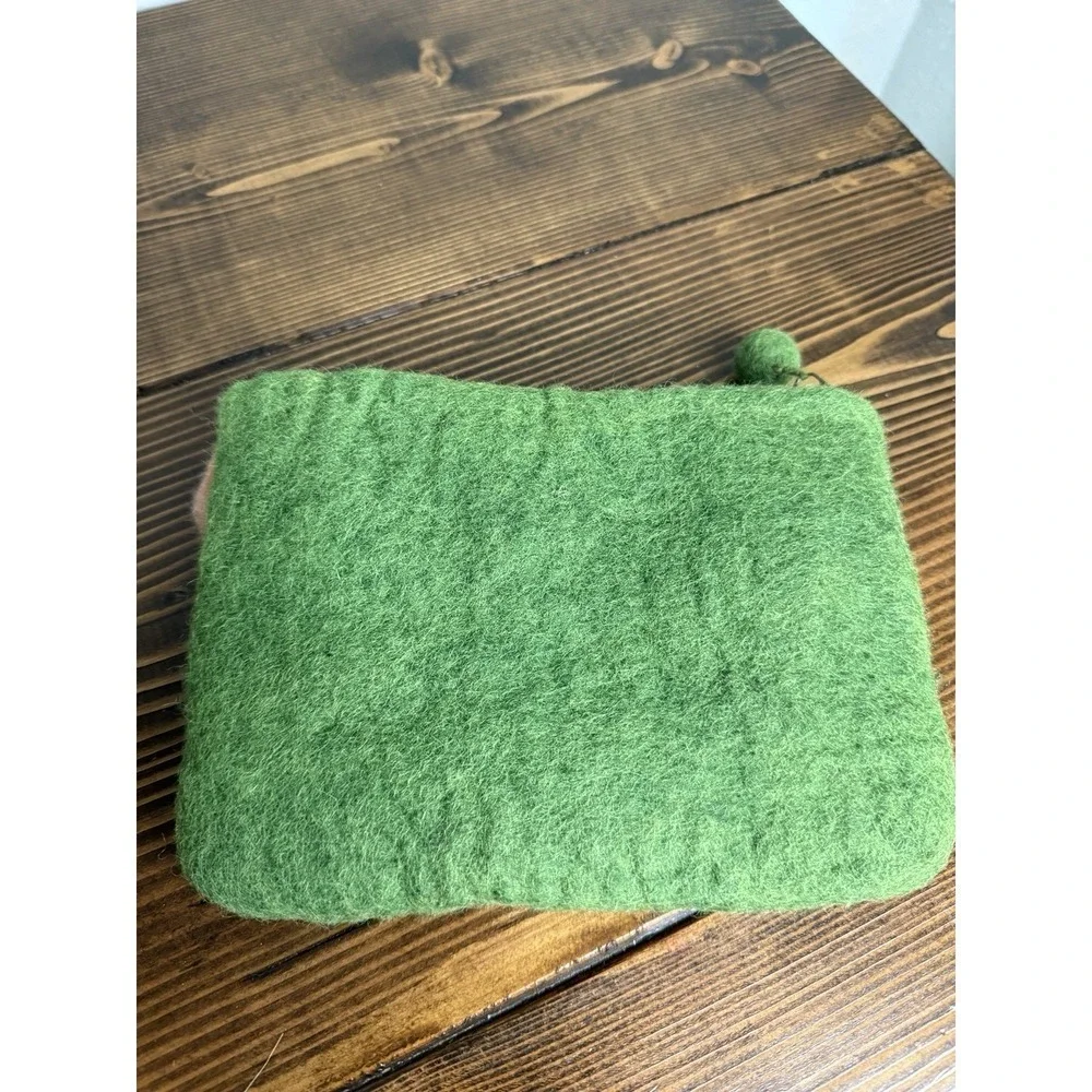 Rising Tide Zip Pouch Spring Flowers Felted Wool Clutch Bag Cosmetic Hand Made‎